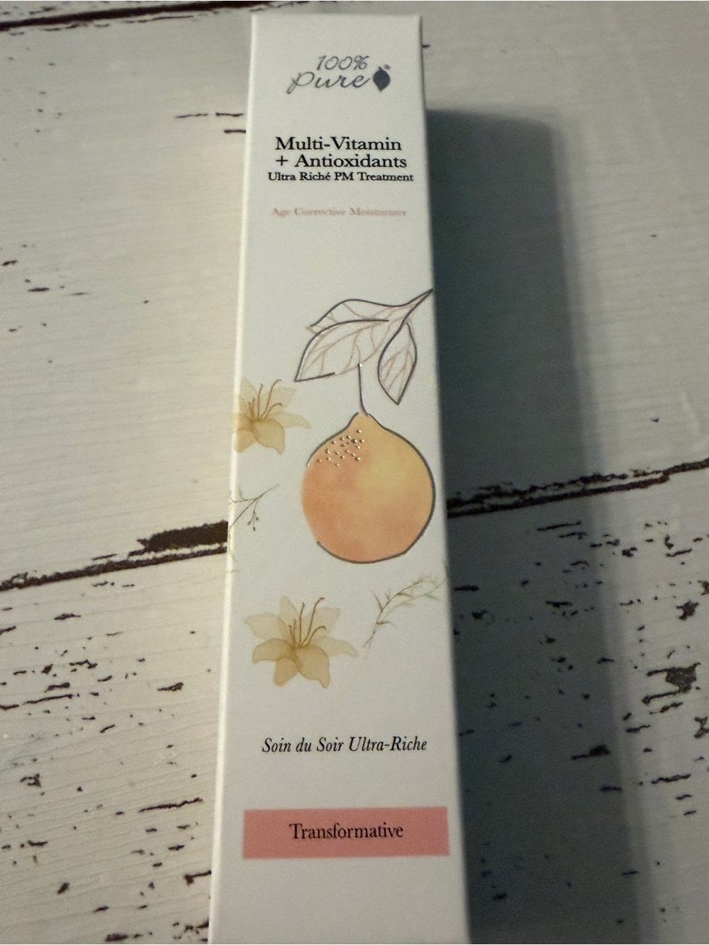 100% Pure White Box with Peach and Pale Yellow Accents